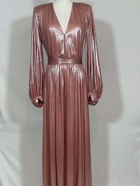 Bronx and Banco Dresses & Skirts - Bronx and Banco Zoe Pink Blush Metallic Lame Maxi Gown Evening Dress Size S
